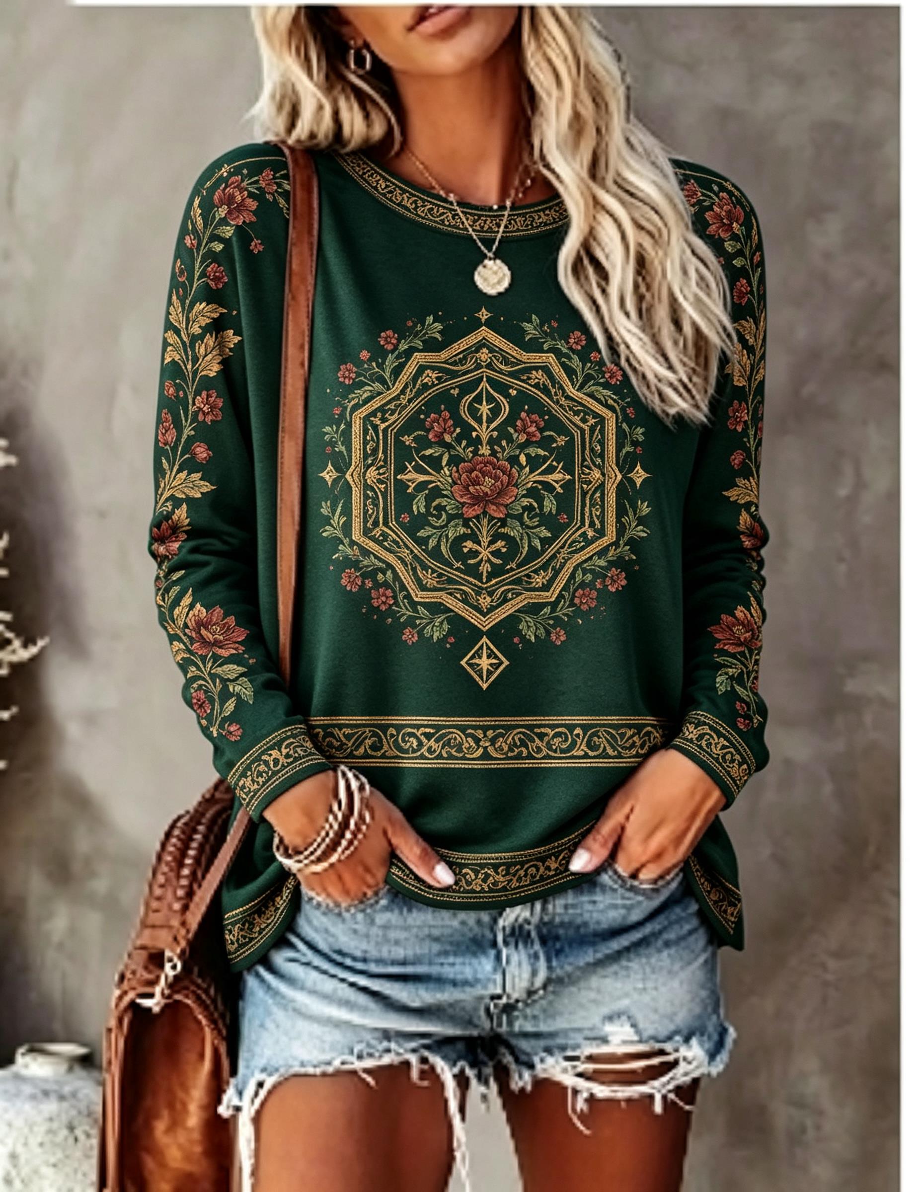 Women Crew Neck Long Sleeve T‑ - Winter Clothing For Women 评论和价格