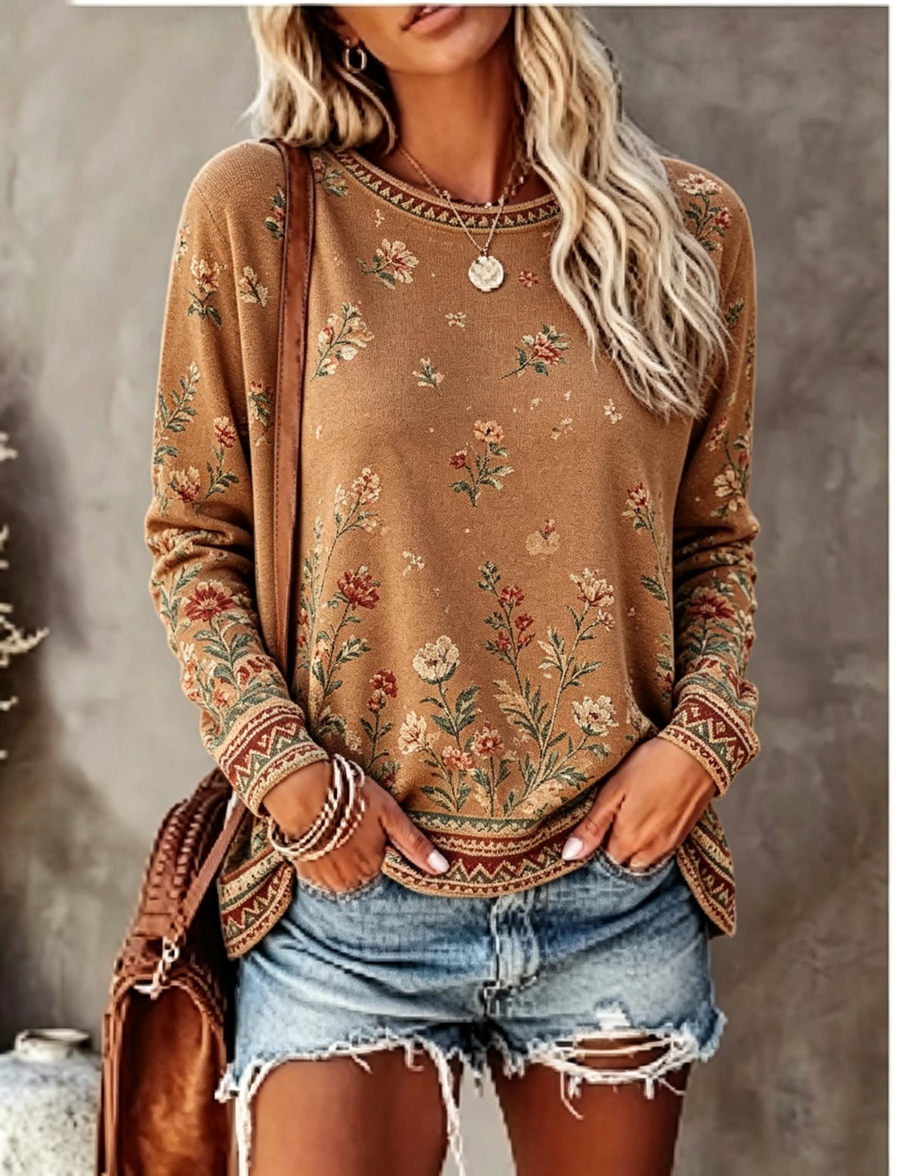 Women Crew Neck Long Sleeve T‑ - Winter Clothing For Women 评论和价格