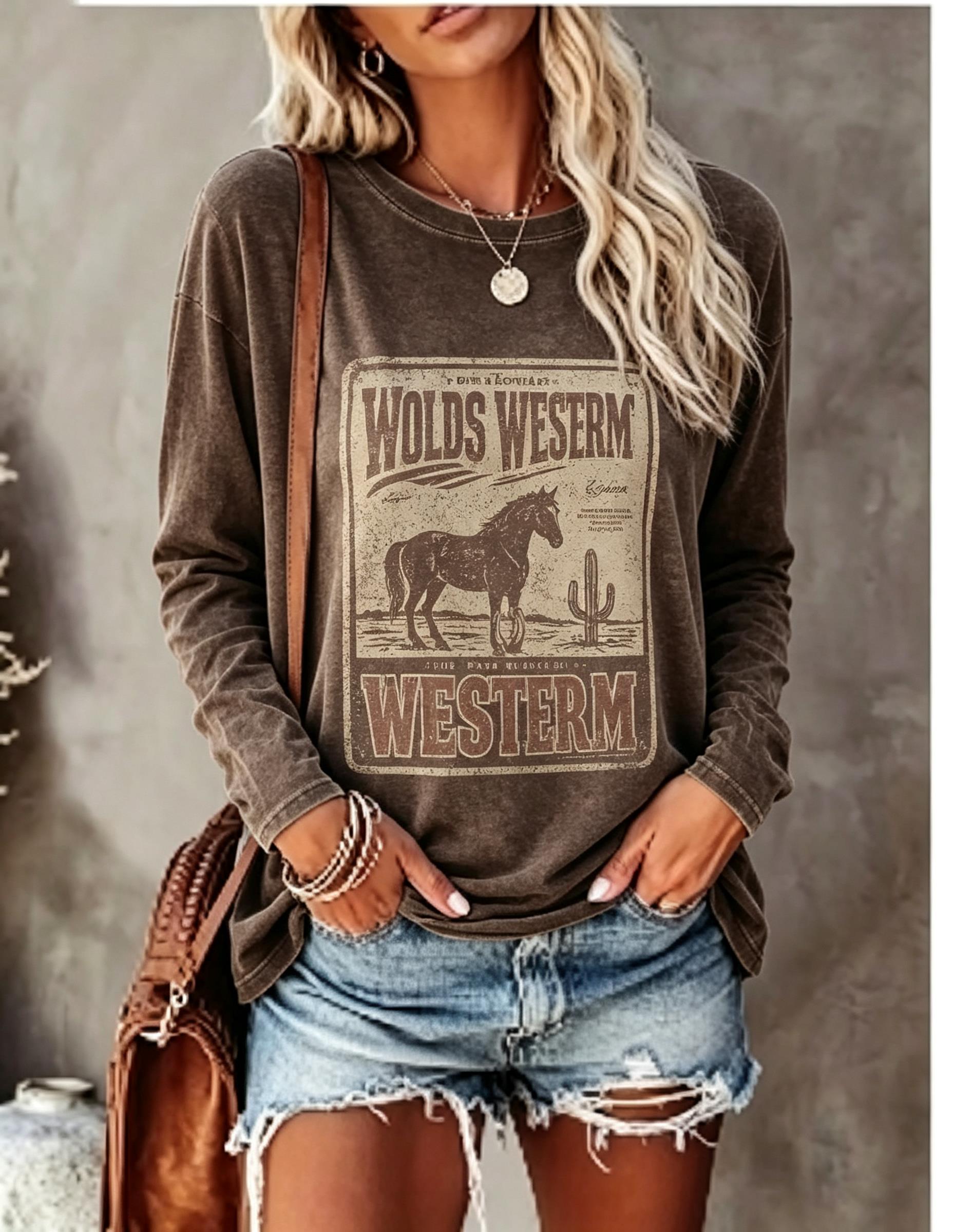 Women Long Sleeve T Shirt Vint - Winter Clothing For Women 评论和价格